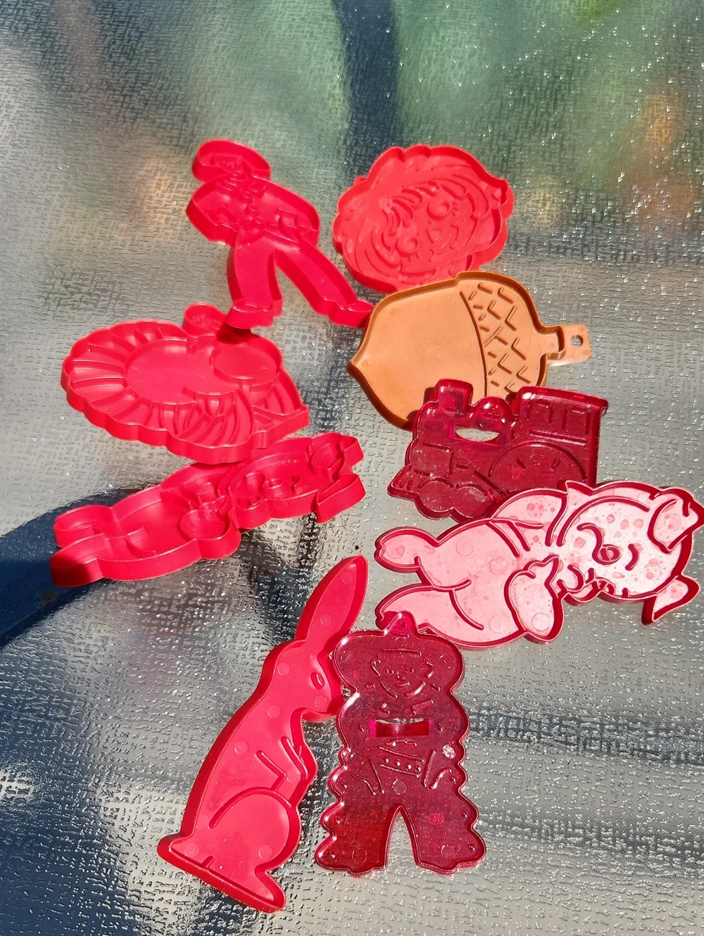 Vintage Red Plastic Cookie Cutters - Assorted Shapes